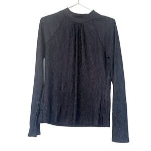 Skies Are Blue high neck long sleeve black shimmer blouse size large